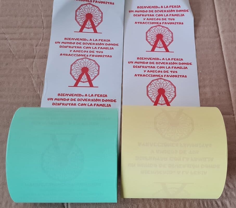 Rollos de Papel Térmicos de Colores para TPV de Feria con Letras por Detrás - 1