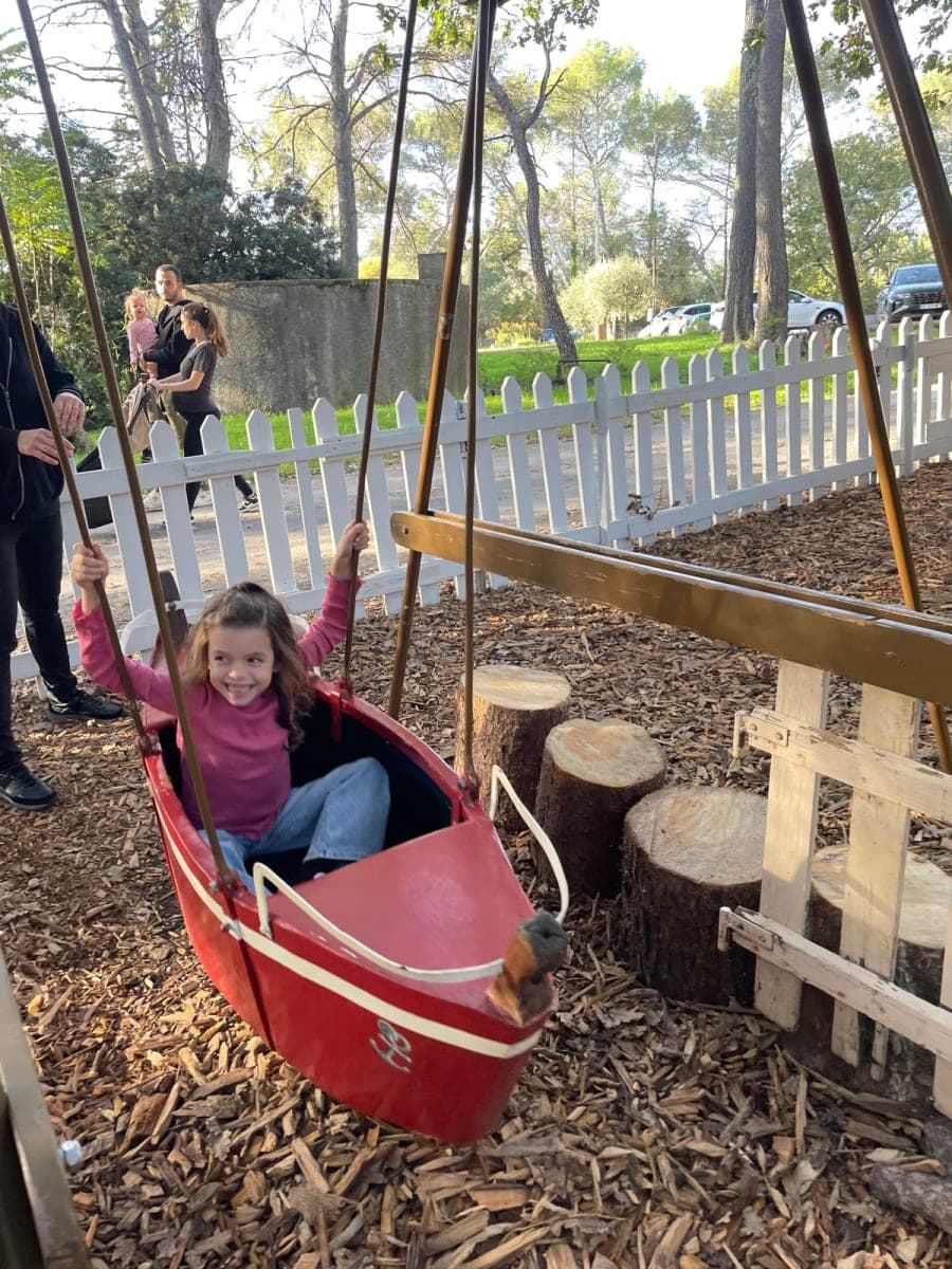 Balançoire "Bateau" pour enfants – 2 places – Propulsion parentale, structure bois rétro